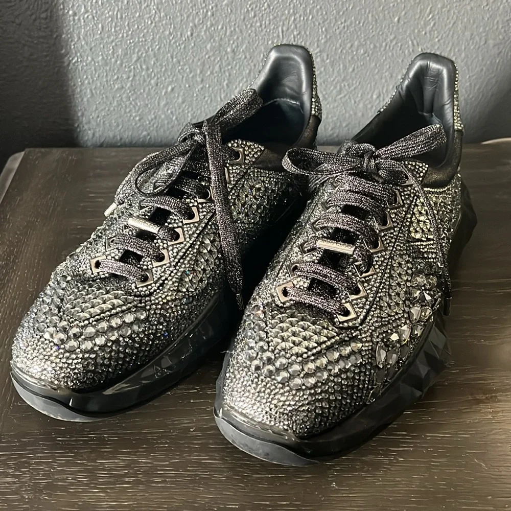 Authentic Jimmy Choo Diamond Crystal Embellished Sneakers - Picture 4 of 12